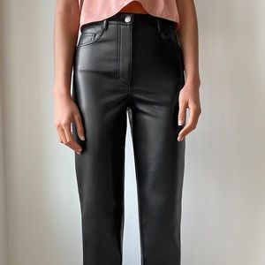 Aritzia Wilfred Melina Black Vegan Leather Pants Tall
